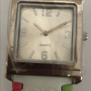 VINTAGE Avon Multicolor Whipstitch Cuff Band Watch